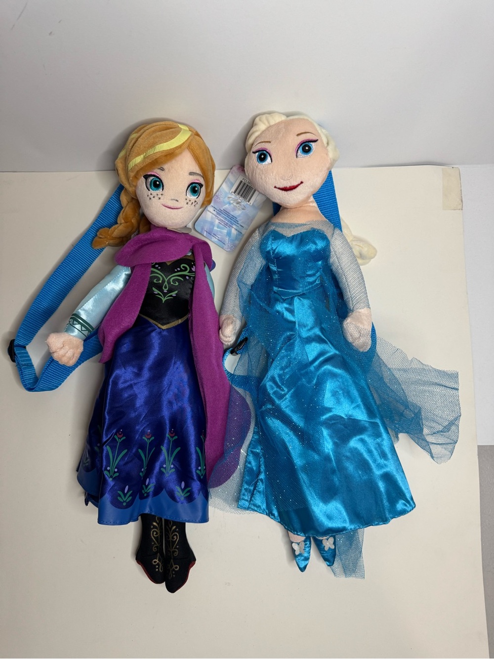 Disney Frozen Plush Anna and Elsa Doll Backpack - Blue and Purple